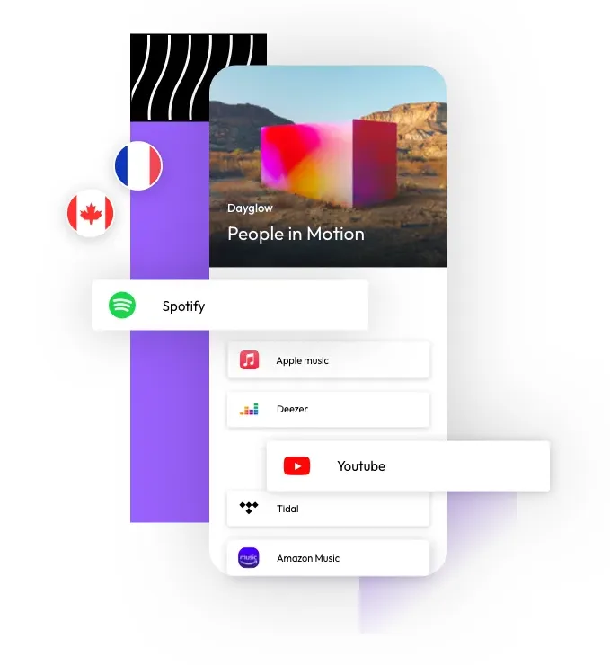 Feature.fm release-link example with Spotify, Apple Music and other listening destinations