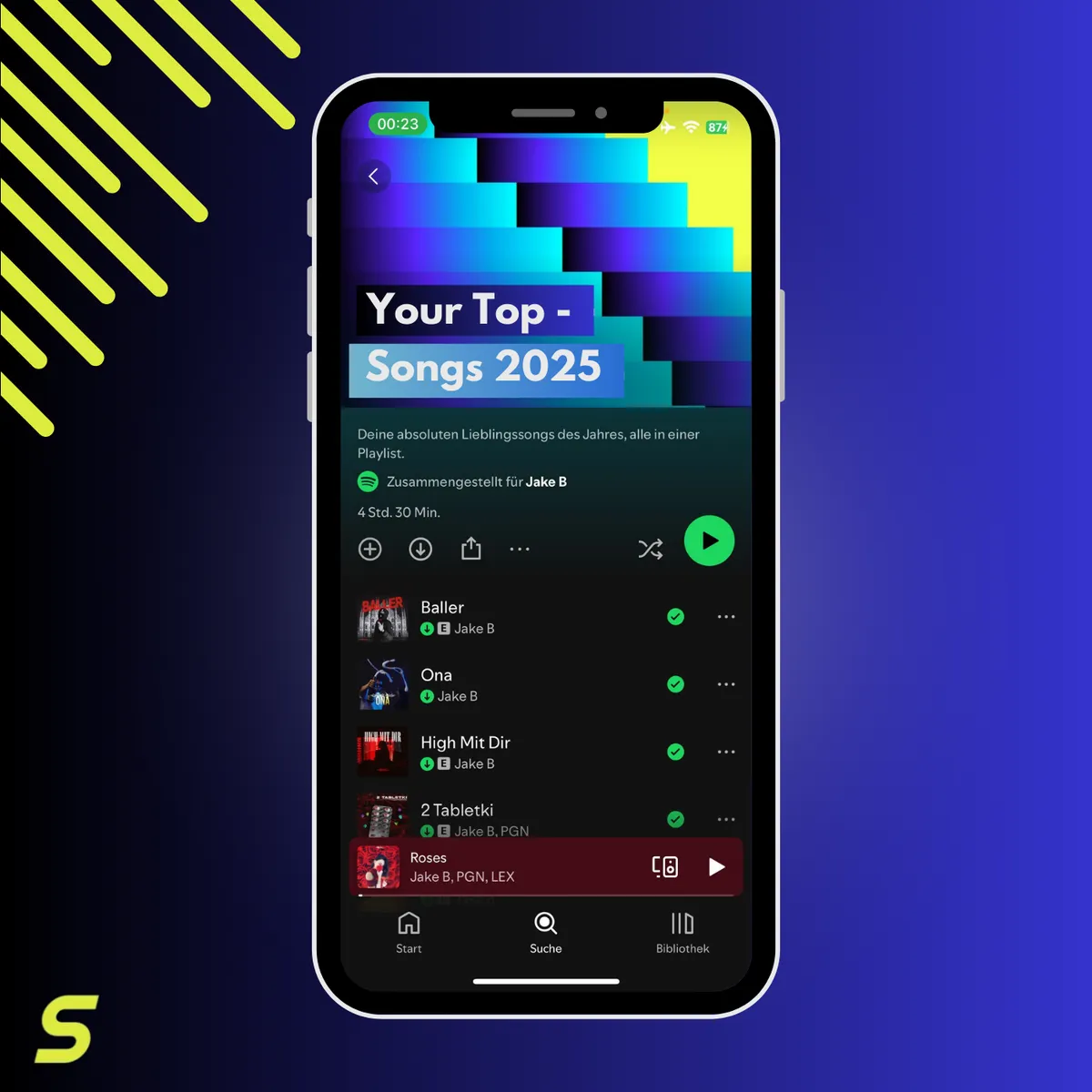 Spotify Top Songs 2025 playlist displayed on a phone